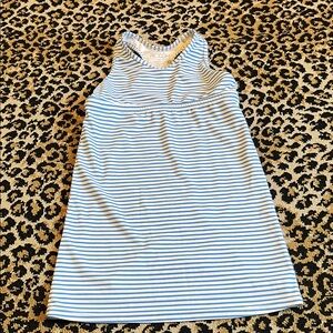Girls, Size 7, Blue & White Striped Sleeveless Kids Dress by Prodoh